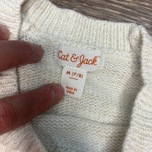 Girls long sleeve sweater dress in a creamy white color with sparkly detail - Picture 4 of 4